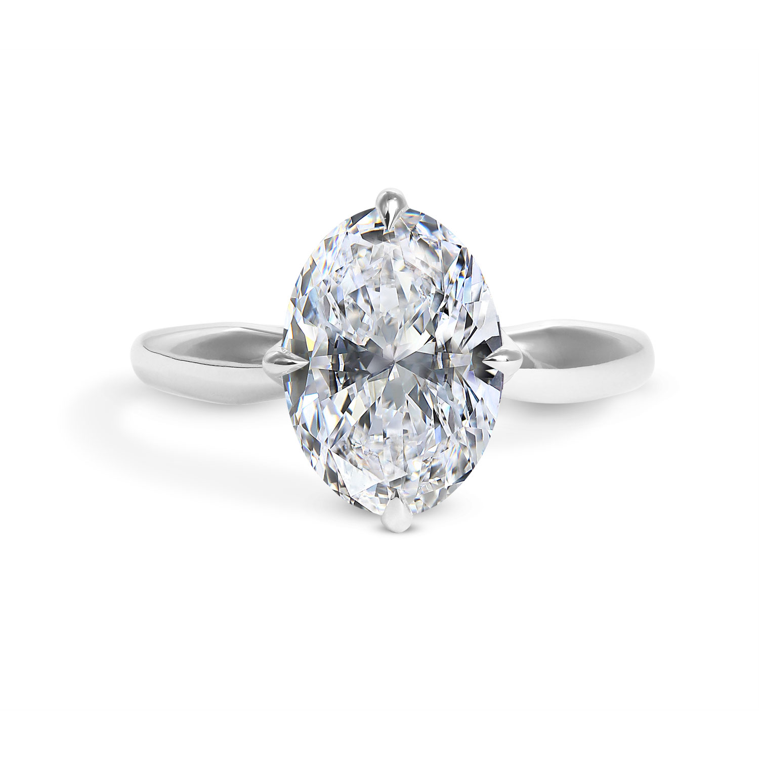 Clarity Diamond Signature Lab-Grown Oval Diamond Solitaire Engagement Ring in White Gold, 3.08 ct