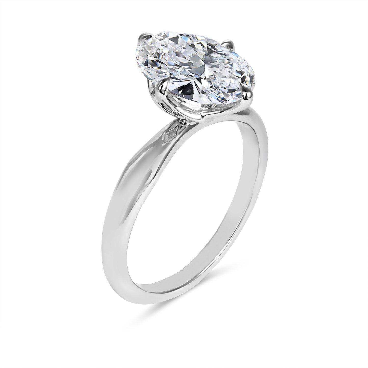 Clarity Diamond Signature Lab-Grown Oval Diamond Solitaire Engagement Ring in White Gold, 3.08 ct