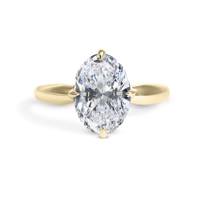 Clarity Diamond Signature Lab-Grown Oval Diamond Solitaire Engagement Ring in Yellow Gold, 3.13 ct