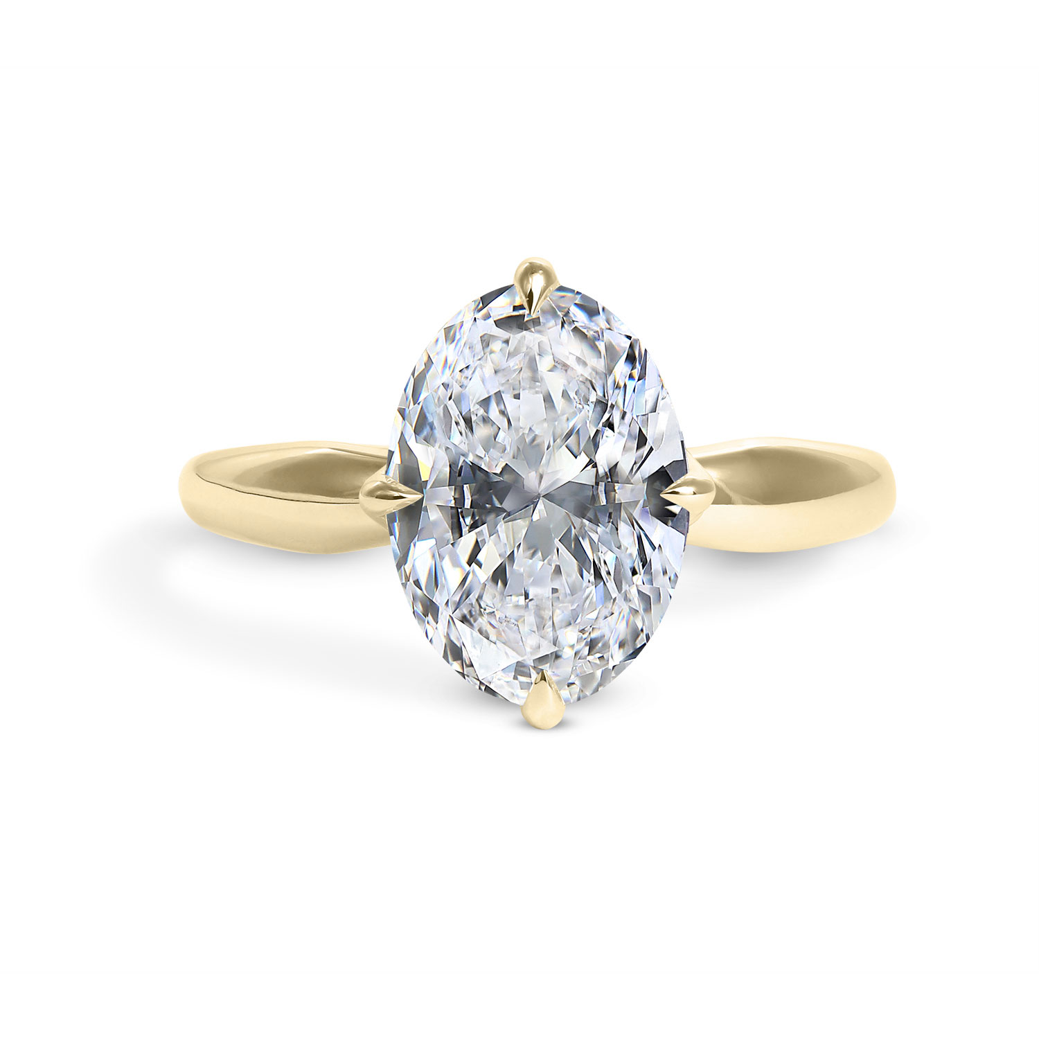 Clarity Diamond Signature Lab-Grown Oval Diamond Solitaire Engagement Ring in Yellow Gold, 3.10 ct