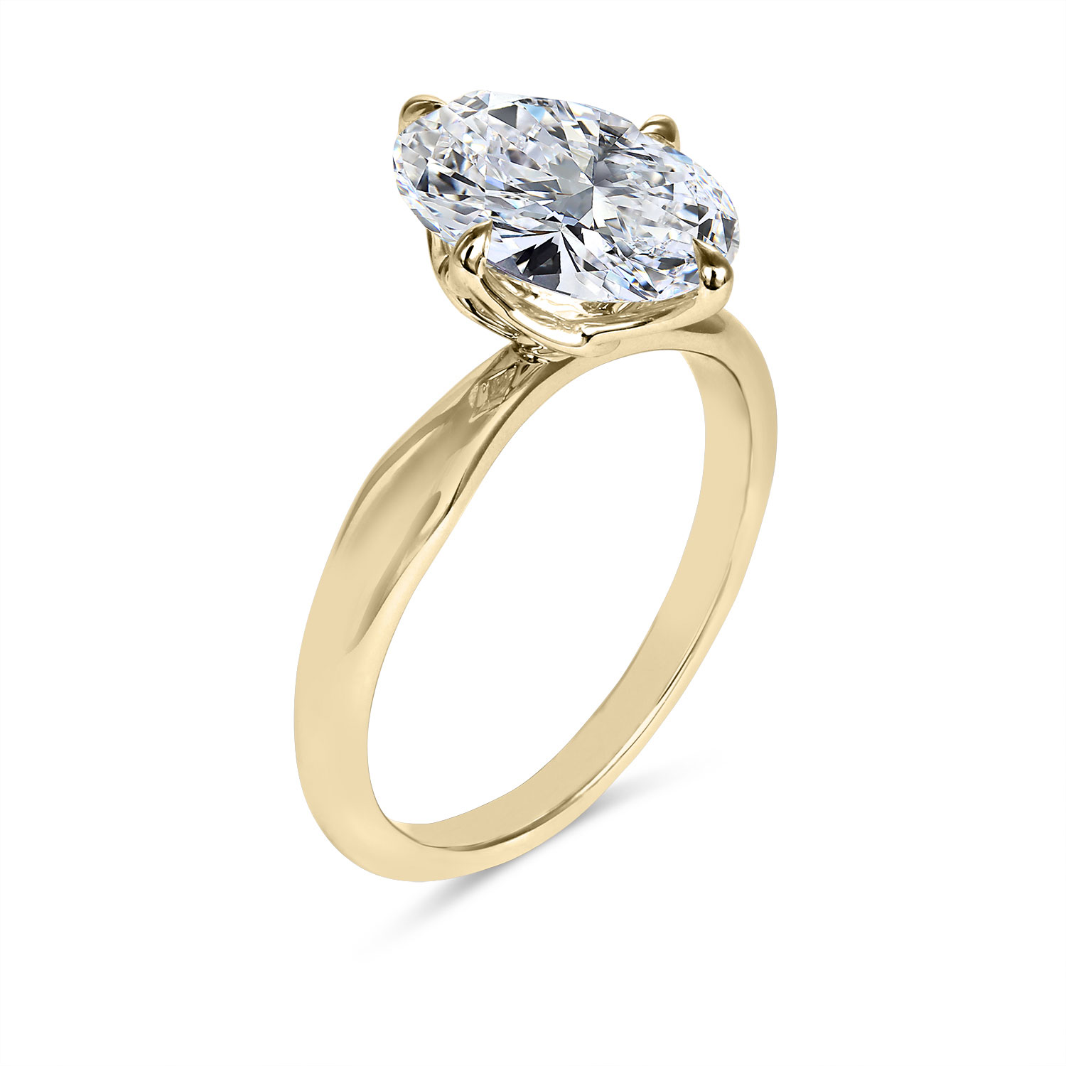 Clarity Diamond Signature Lab-Grown Oval Diamond Solitaire Engagement Ring in Yellow Gold, 3.10 ct