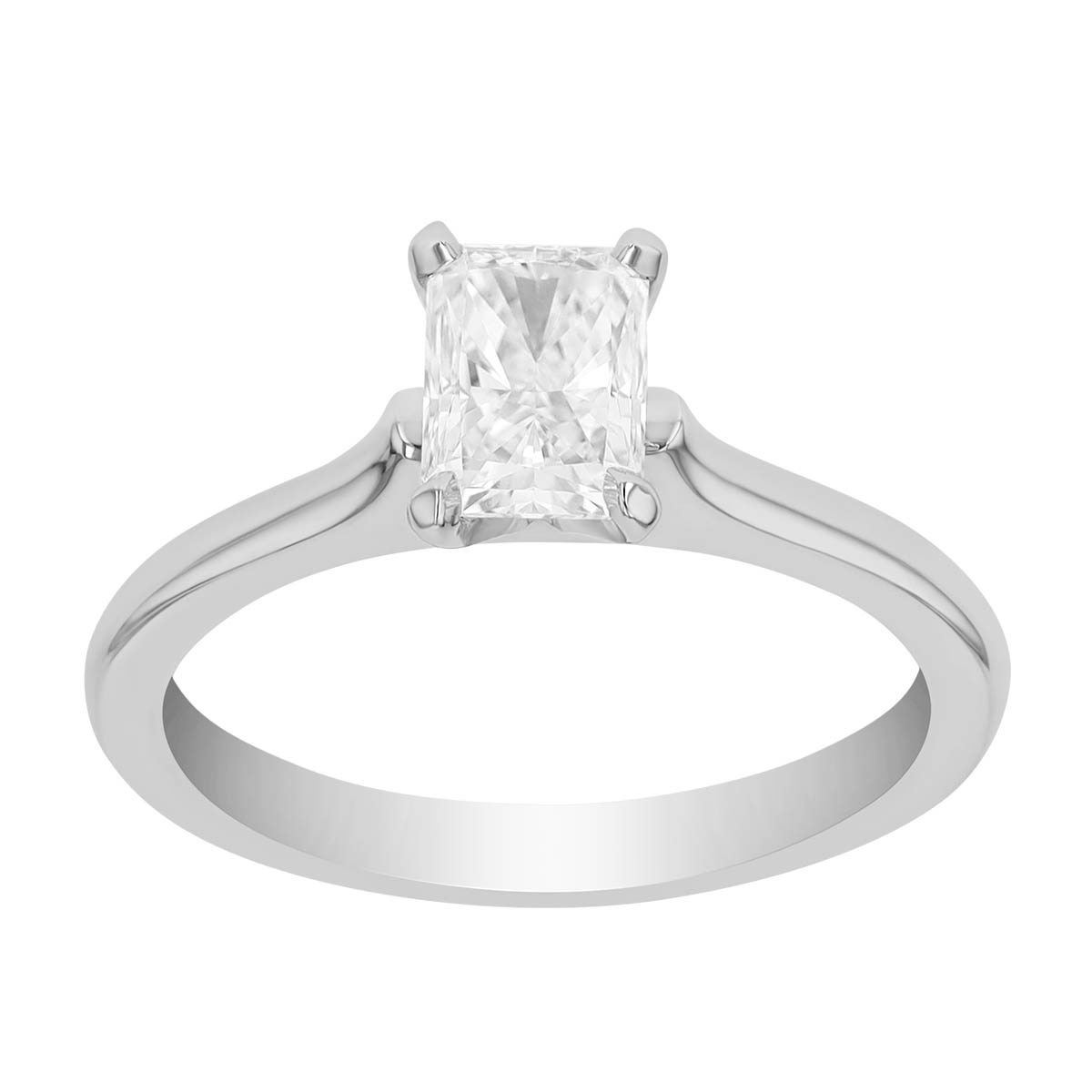 Radiant Cut Diamond Solitaire Engagement Ring in White Gold, 0.93 ct
