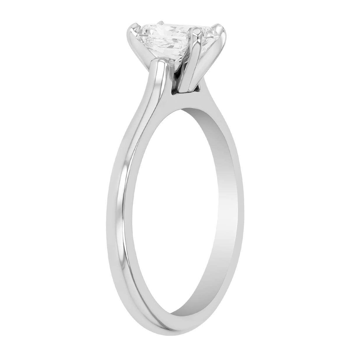 Radiant Cut Diamond Solitaire Engagement Ring in White Gold, 0.93 ct