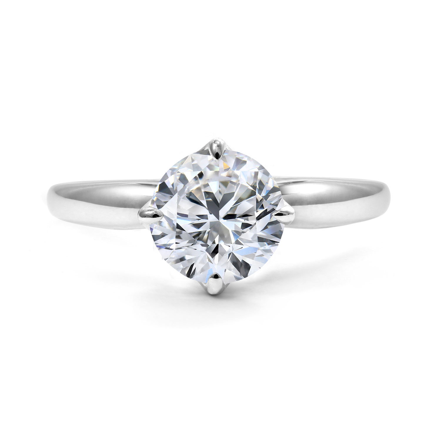Clarity Diamond Signature Lab-Grown Round Diamond Solitaire Engagement Ring in White Gold, 1.53 ct