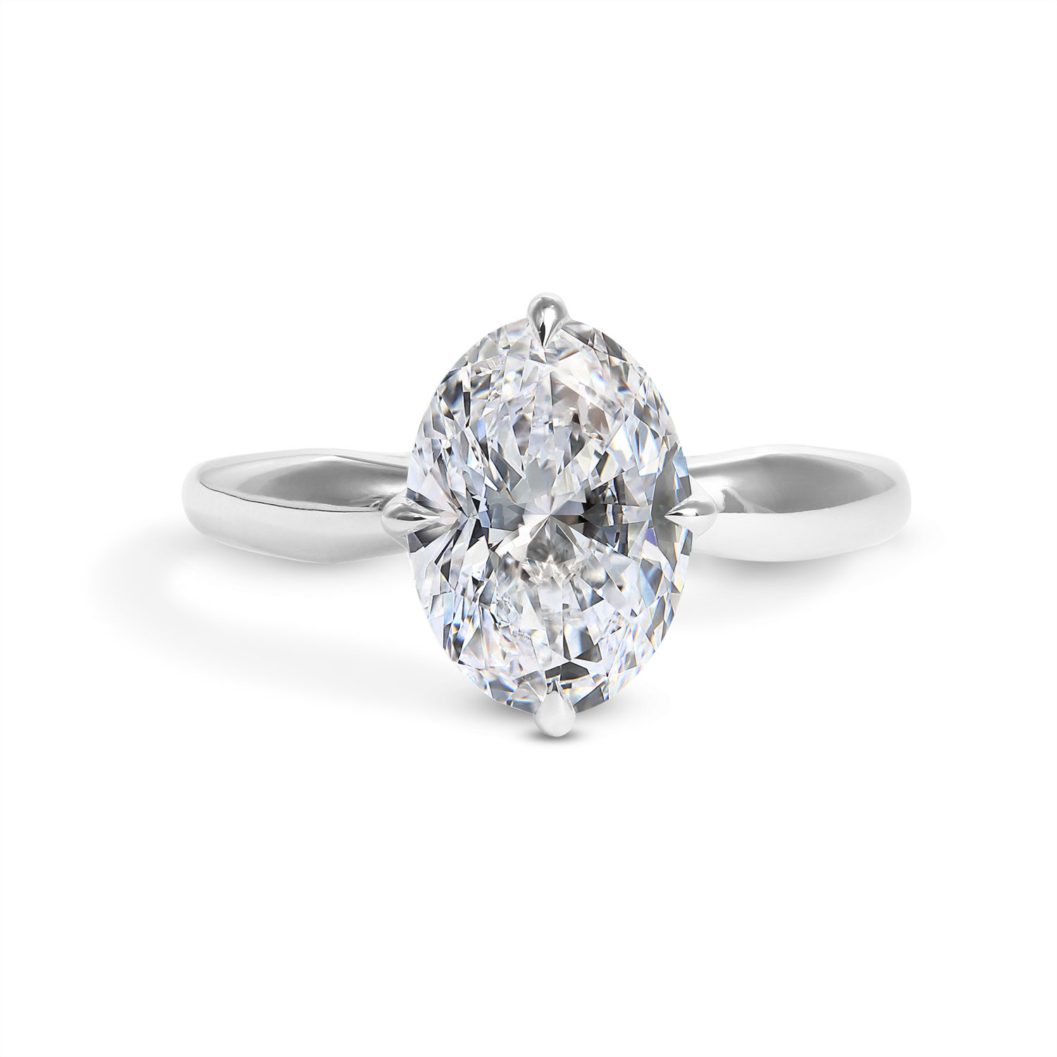 Clarity Diamond Signature Lab-Grown Oval Diamond Solitaire Engagement Ring in White Gold, 2.37 ct