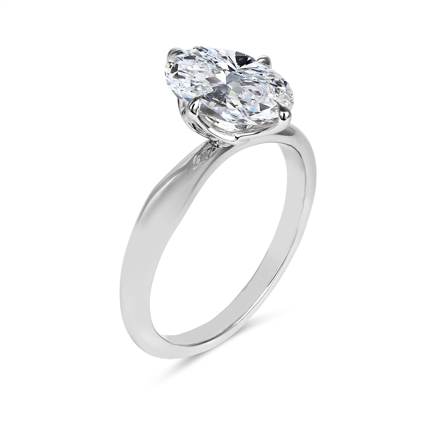 Clarity Diamond Signature Lab-Grown Oval Diamond Solitaire Engagement Ring in White Gold, 2.37 ct