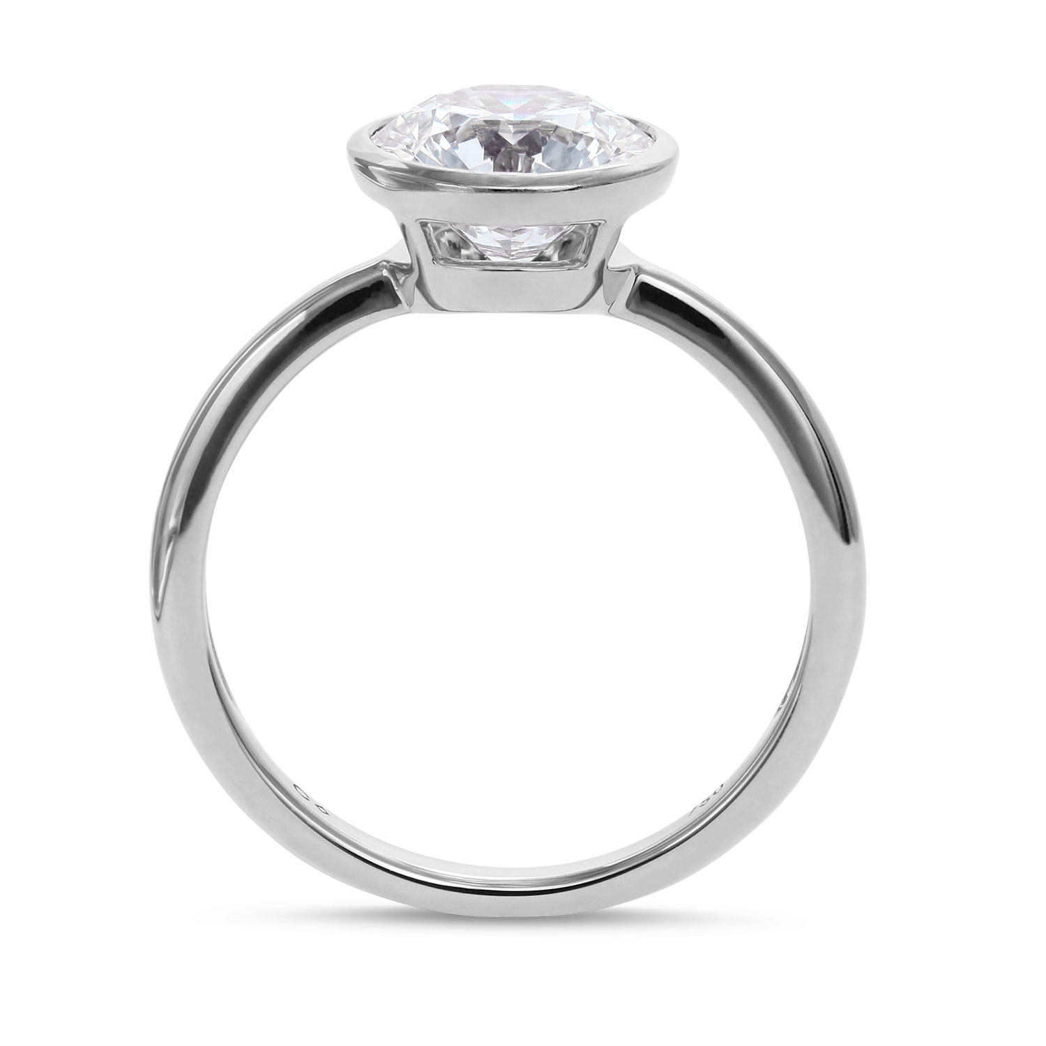 Clarity Diamond Bezel Set Lab-Grown Round Diamond Engagement Ring in White Gold, 2.02 ct