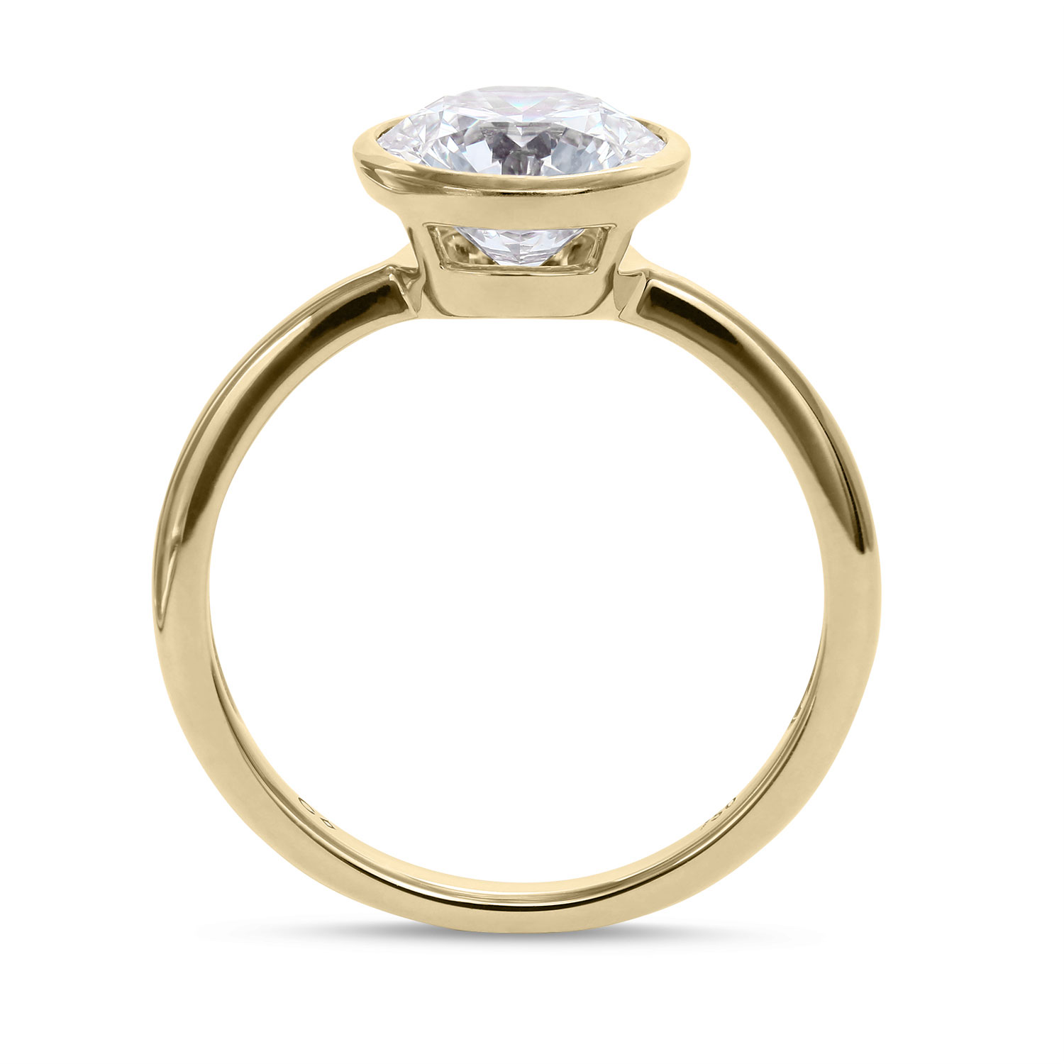 Clarity Diamond Bezel Set Lab-Grown Round Diamond Engagement Ring in Yellow Gold, 2.06 ct