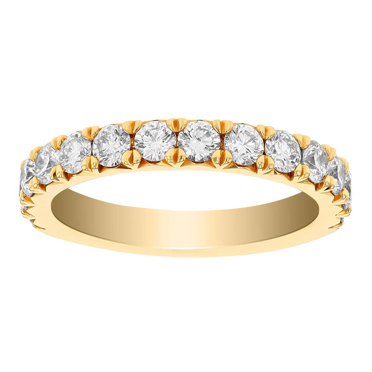 Round Diamond Prong Set Wedding Band in Yellow Gold, 1.00 cttw