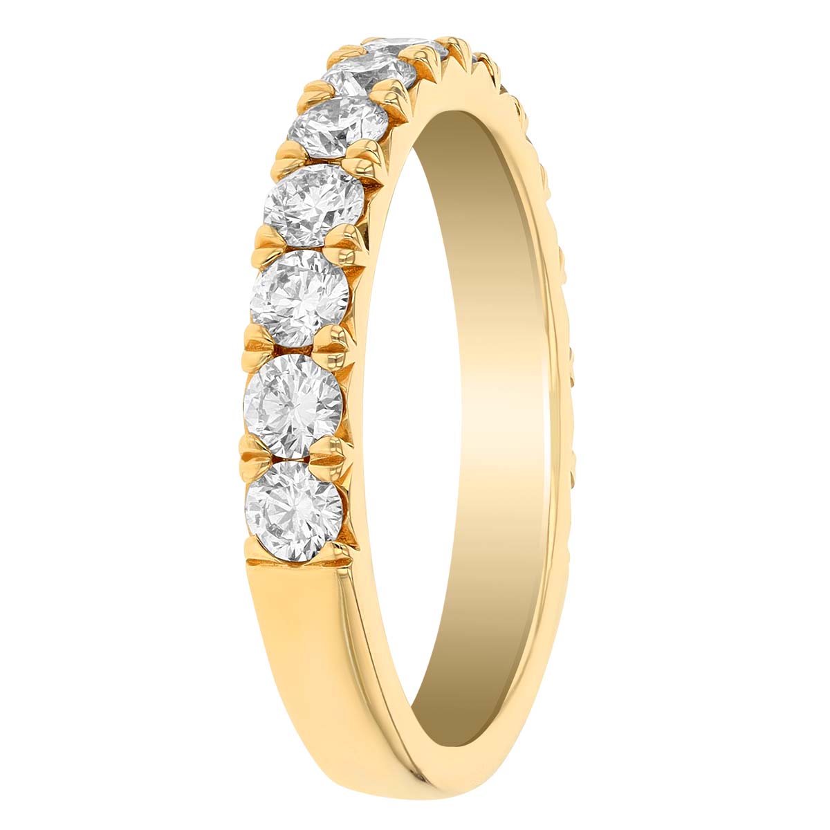 Round Diamond Prong Set Wedding Band in Yellow Gold, 1.00 cttw