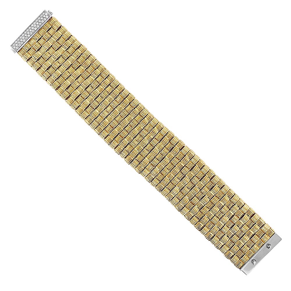 Roberto Coin Appassionata 7 Row Yellow Gold Bracelet with Diamond Clasp
