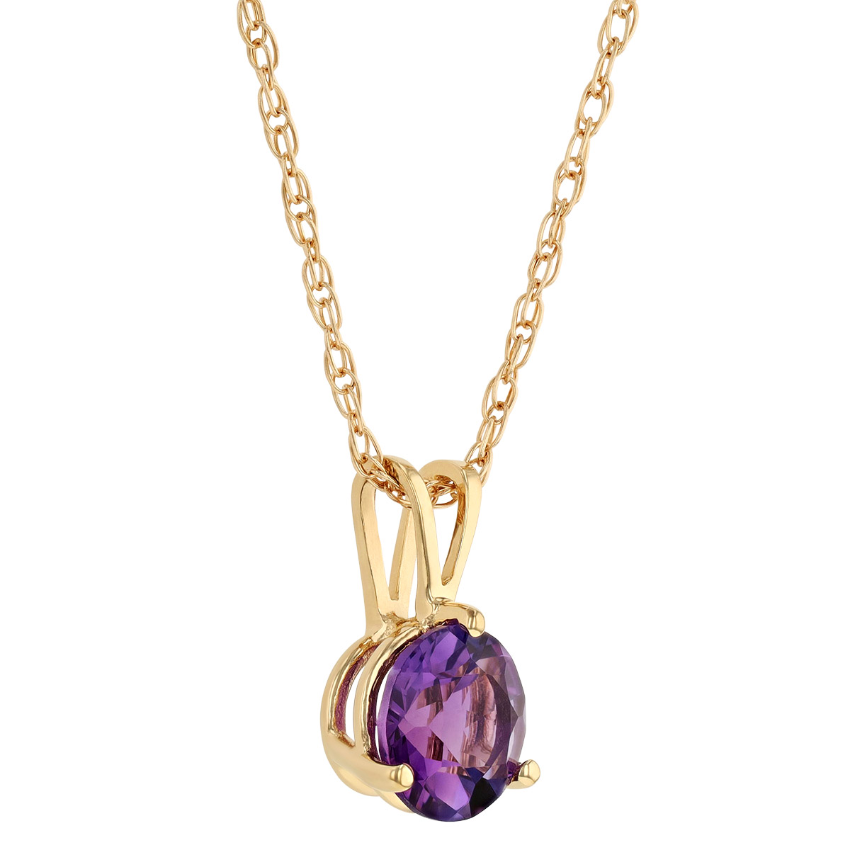Amethyst Pendant Necklace in Yellow Gold