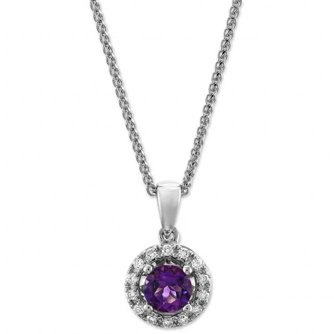 Amethyst and Diamond White Gold Necklace | KLENOTA