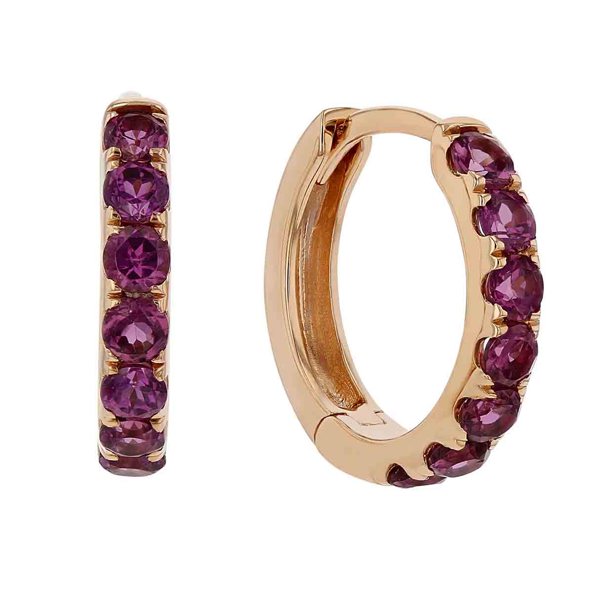 Amethyst Huggie Hoop Earrings in Rose Gold | Borsheims