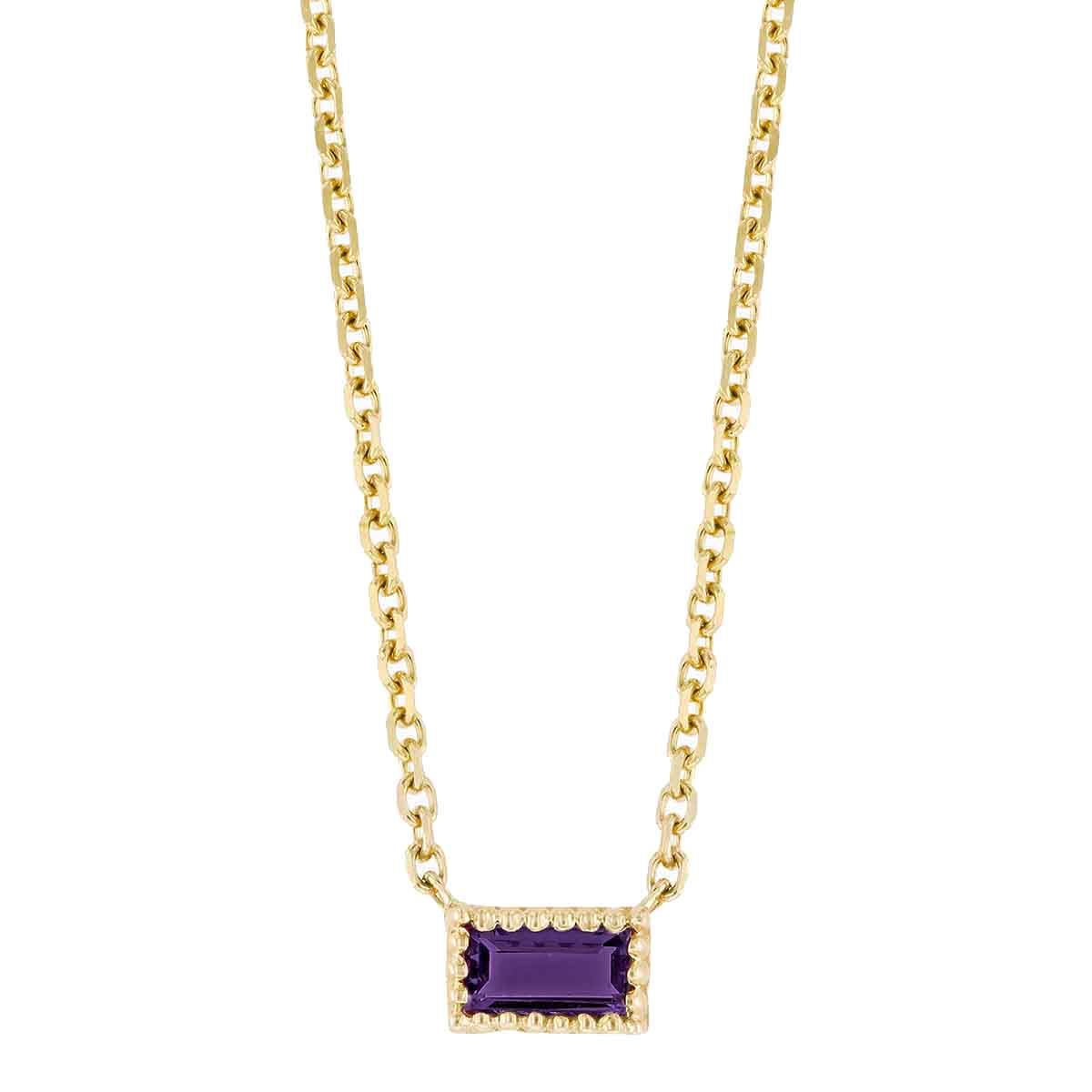 My Story Bette Baguette Amethyst Necklace in Yellow Gold, 18