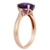 Oval Amethyst Ring with Diamond Accent Stones in Rose Gold
