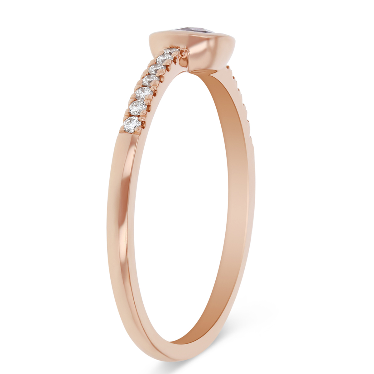 Amethyst & Diamond Bezel Set Ring in Rose Gold