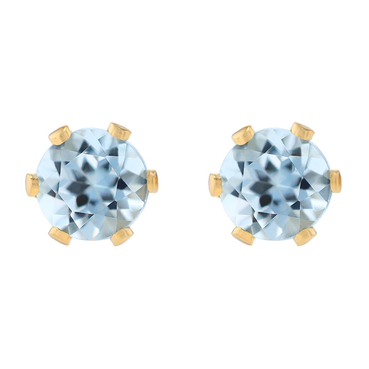 Children's Aquamarine Stud Earrings in Yellow Gold