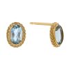 Oval Aquamarine Stud Earrings in Yellow Gold with Rope Edge Bezel