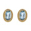 Oval Aquamarine Stud Earrings in Yellow Gold with Rope Edge Bezel