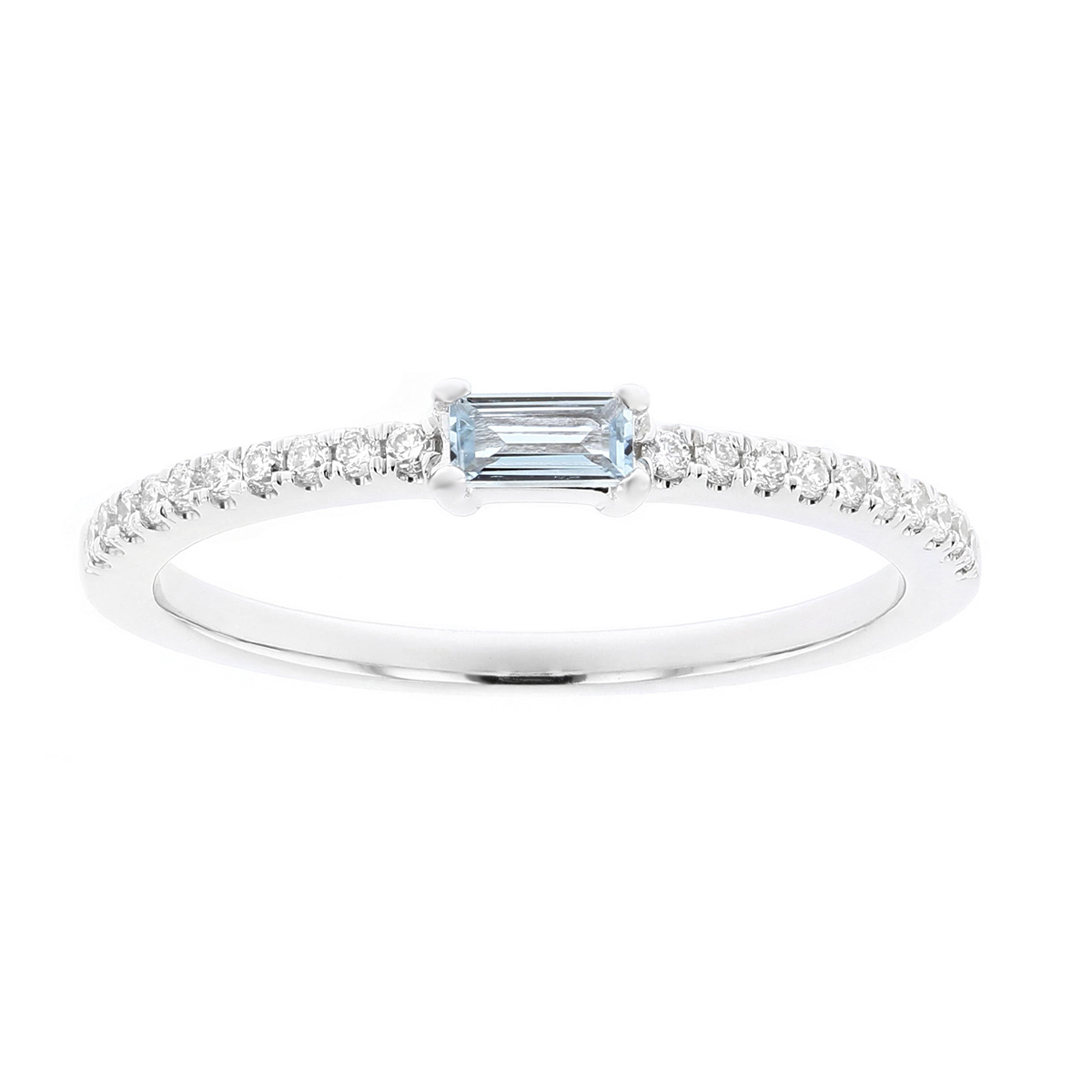 My Story 14K White Gold Baguette Aquamarine & Diamond Ring