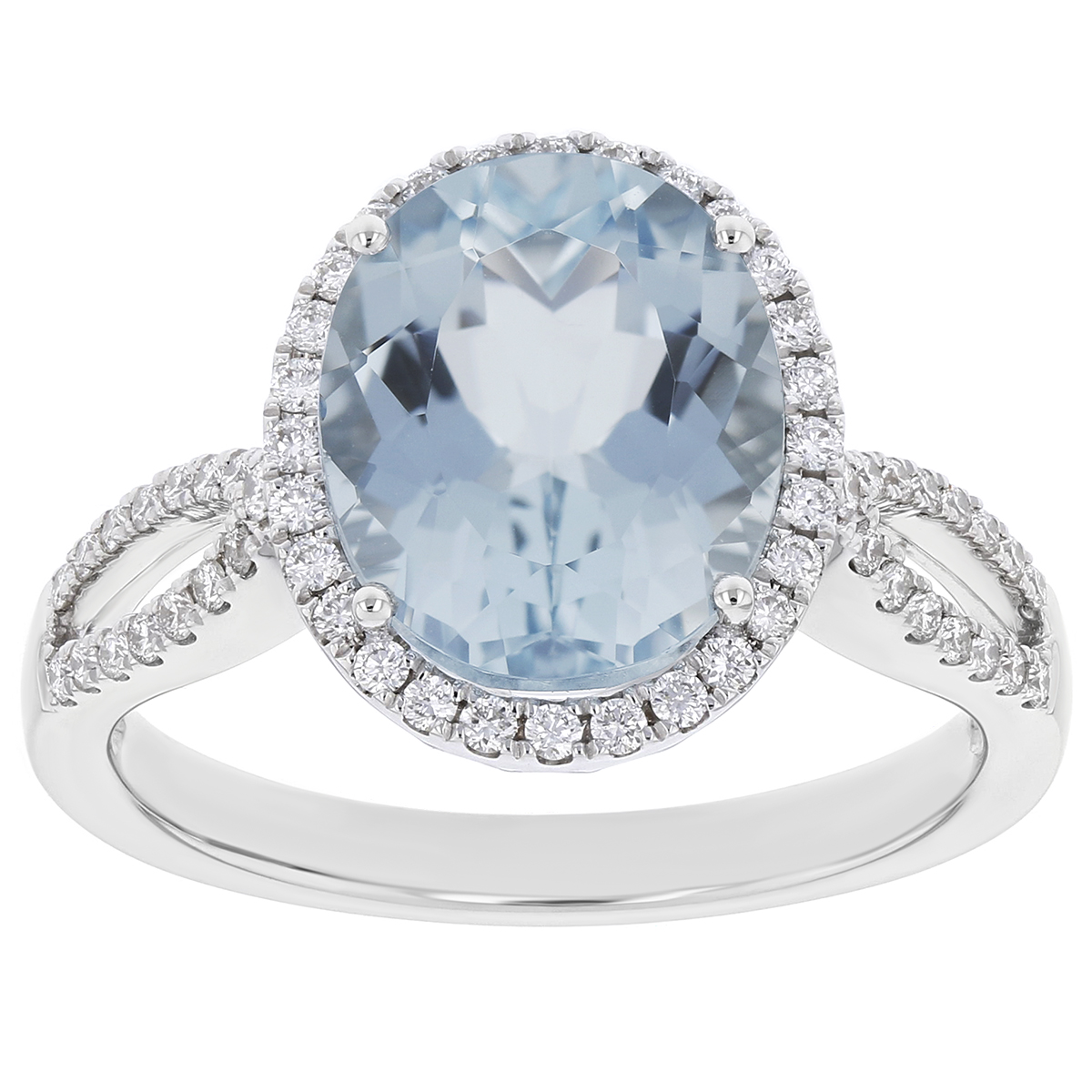 Oval Aquamarine Diamond Ring in White Gold