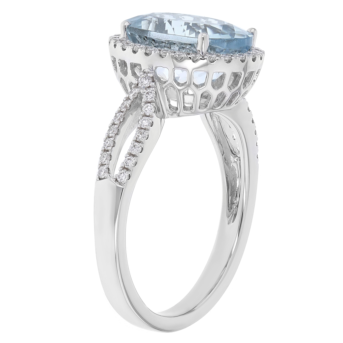 Oval Aquamarine Diamond Ring in White Gold