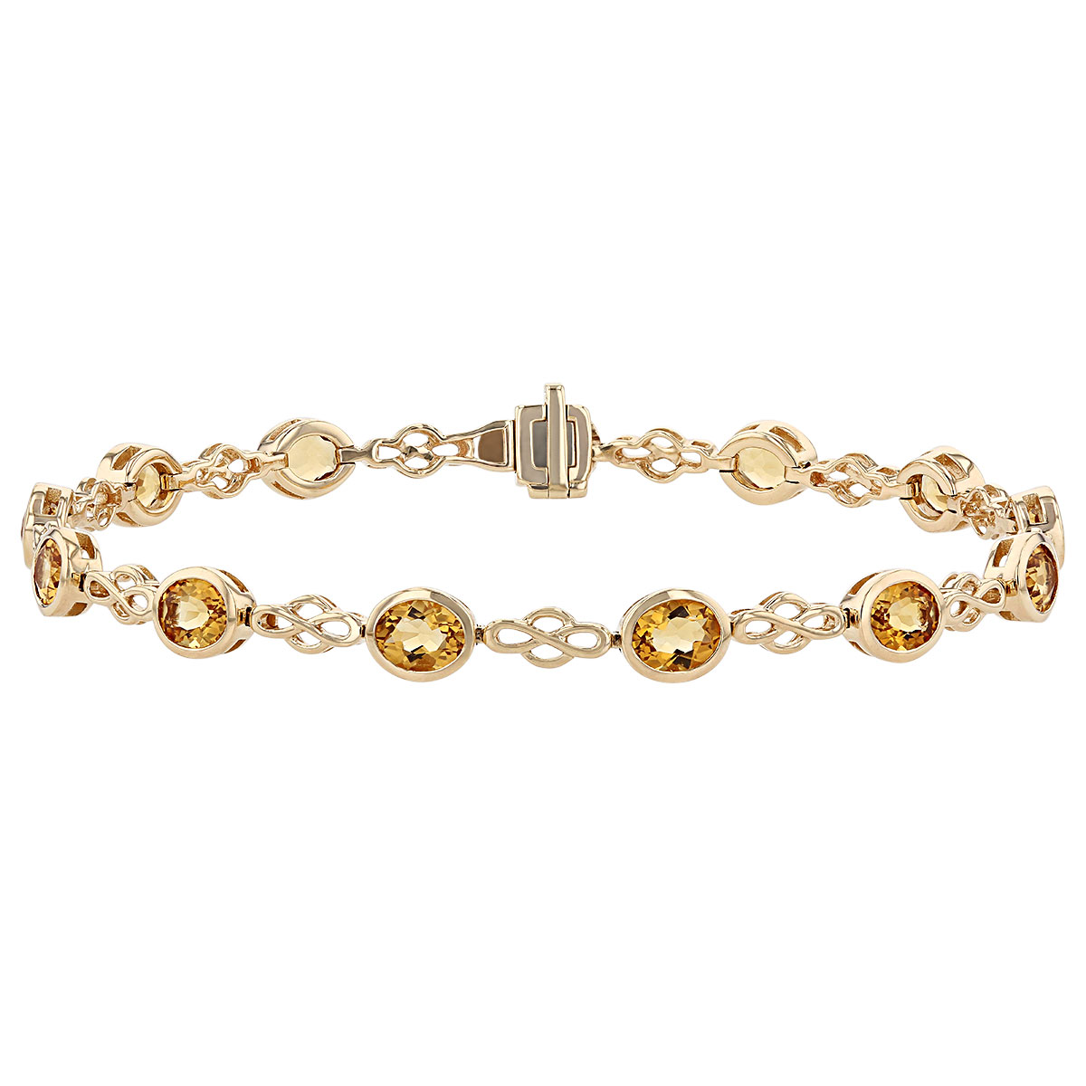 Oval Citrine 13 Stone Lace Link Bracelet in Yellow Gold Borsheims