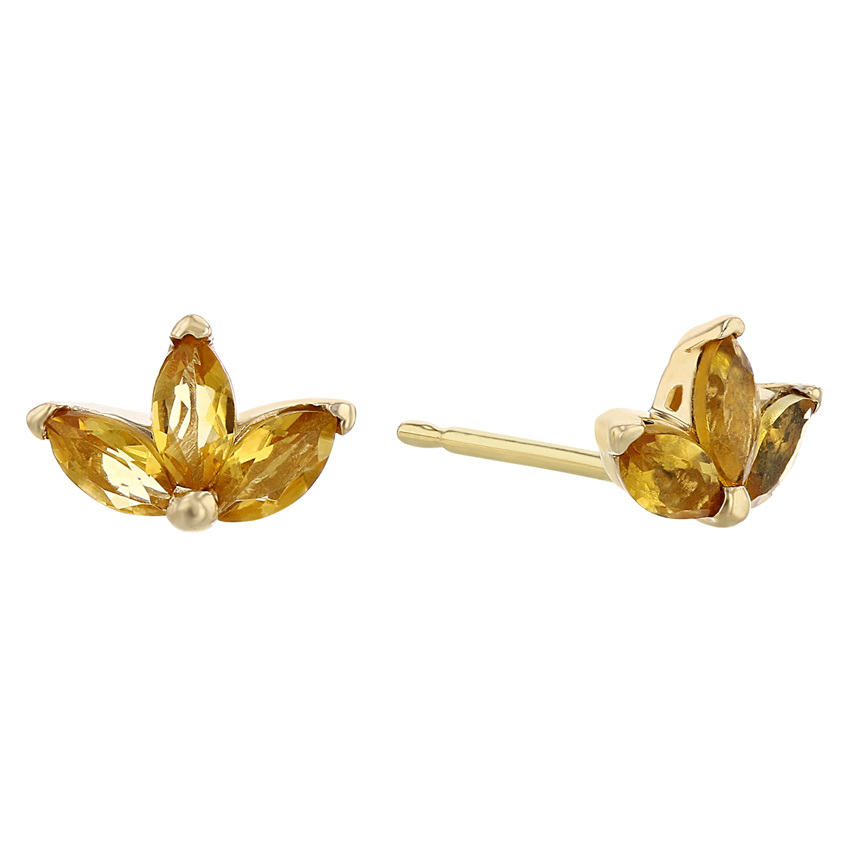 My Story Ivy Marquise Citrine Post Earrings in Yellow Gold
