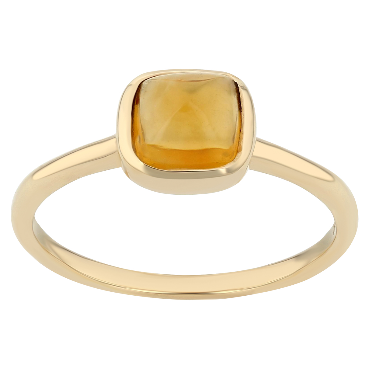 Citrine Cabochon Bezel Set Ring in Yellow Gold by TARA Pearls, Size 7