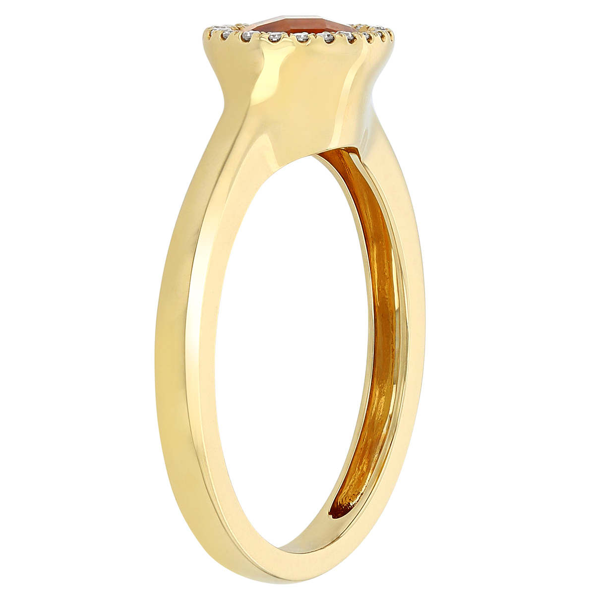 Oval Citrine & Diamond Halo East West Ring in Yellow Gold