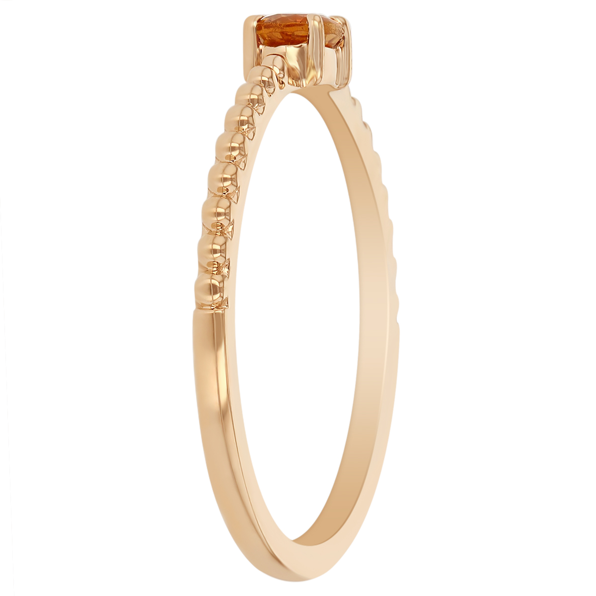 My Story 14K Yellow Gold East-West Oval Citrine Ring with Beaded Shank
