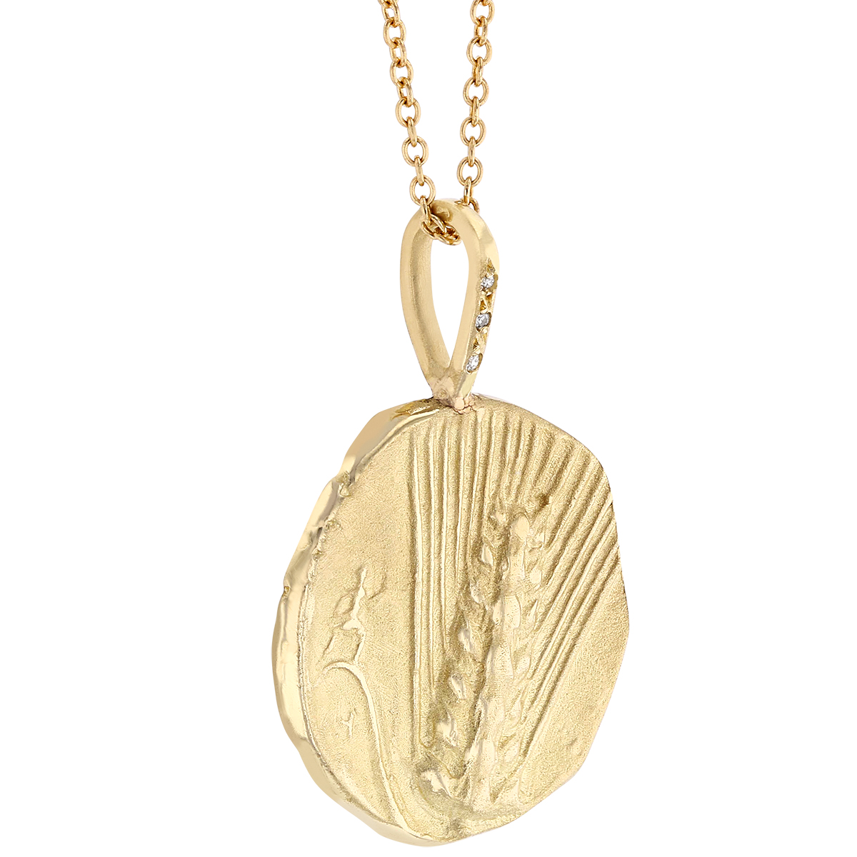 Robin Haley Artifact Charm Yellow Gold Peacock Disc Pendant with Diamond Bail, 18