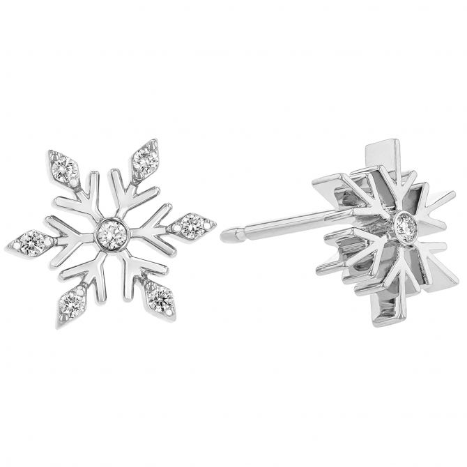 Roberto Coin Frozen 2 Diamond Small Snowflake Post Earrings in White Gold