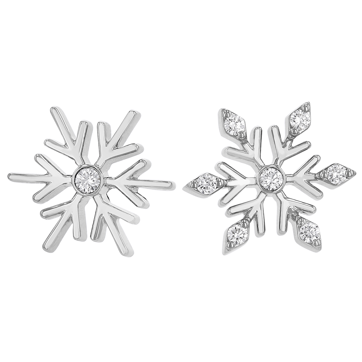 Roberto Coin Frozen 2 Diamond Small Snowflake Post Earrings in White Gold