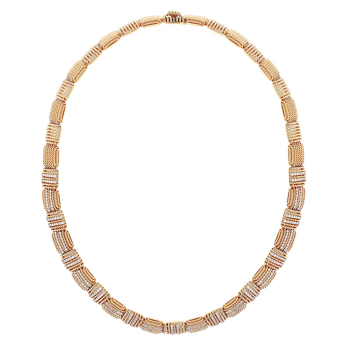 Roberto Coin Opera Rose Gold Collar Necklace with Diamond Accents