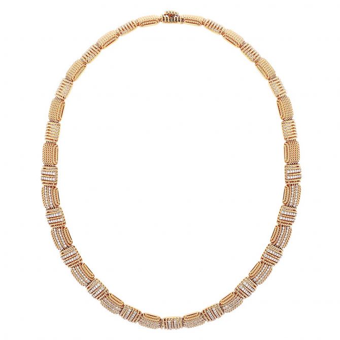 Roberto Coin Opera Rose Gold Collar Necklace with Diamond Accents