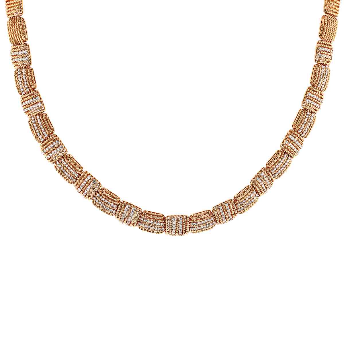 Roberto Coin Opera Rose Gold Collar Necklace with Diamond Accents