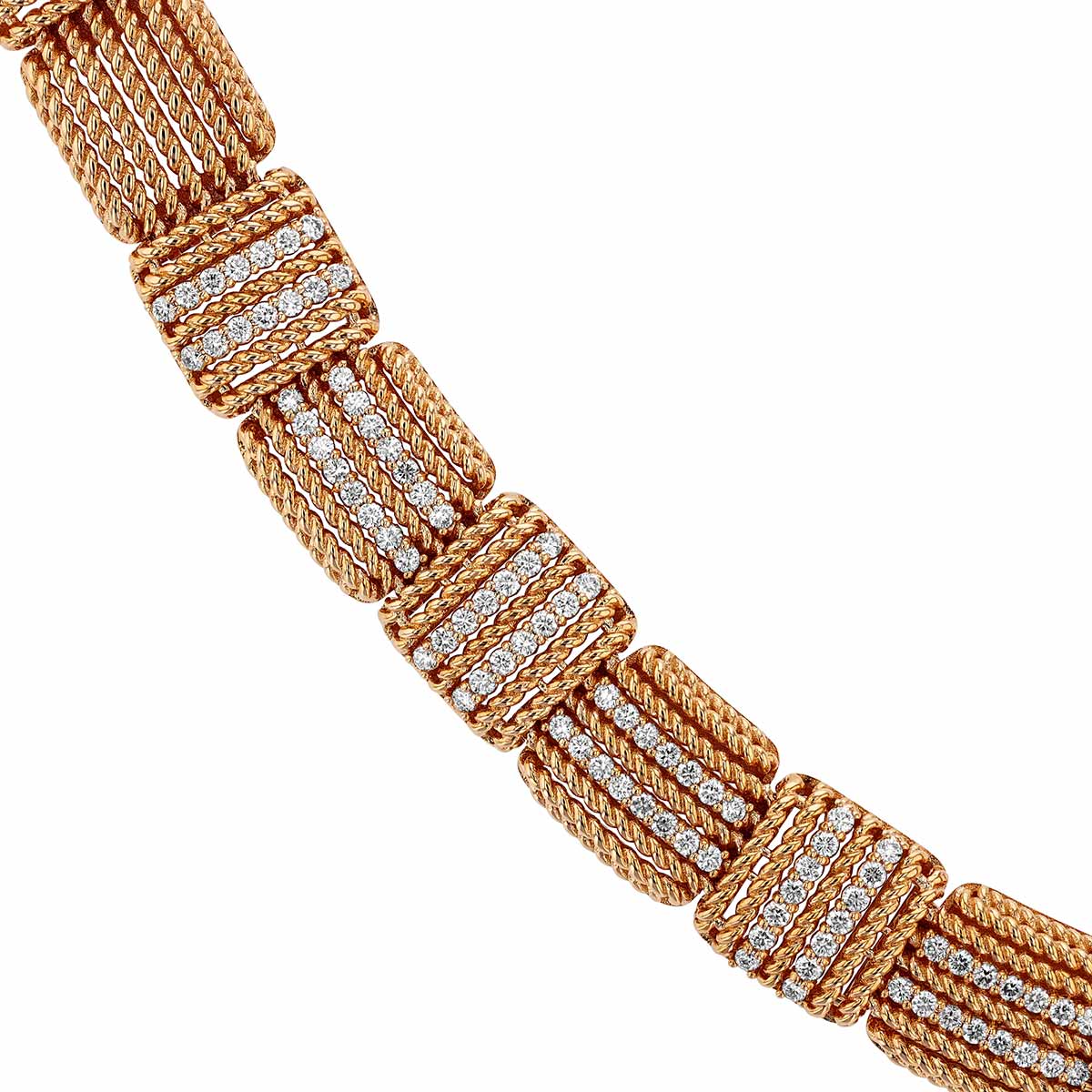 Roberto Coin Opera Rose Gold Collar Necklace with Diamond Accents