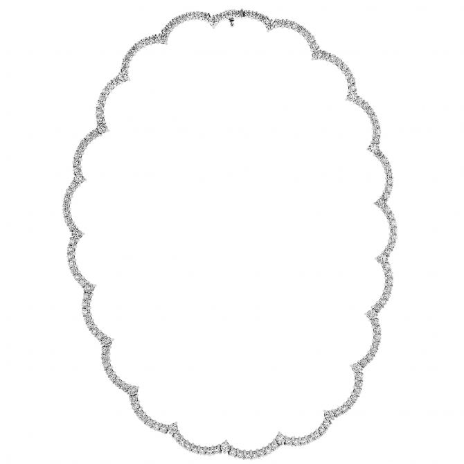 Roberto Coin Diamond Scalloped Collar Necklace in White Gold
