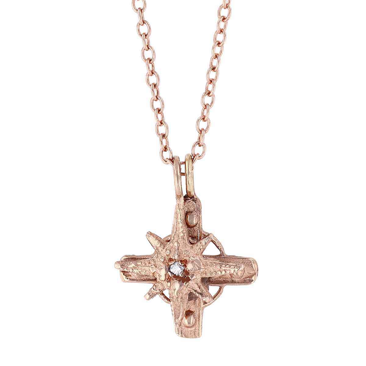 Robin Haley Gratitude Star & Cross Double Pendant in Rose Gold with ...