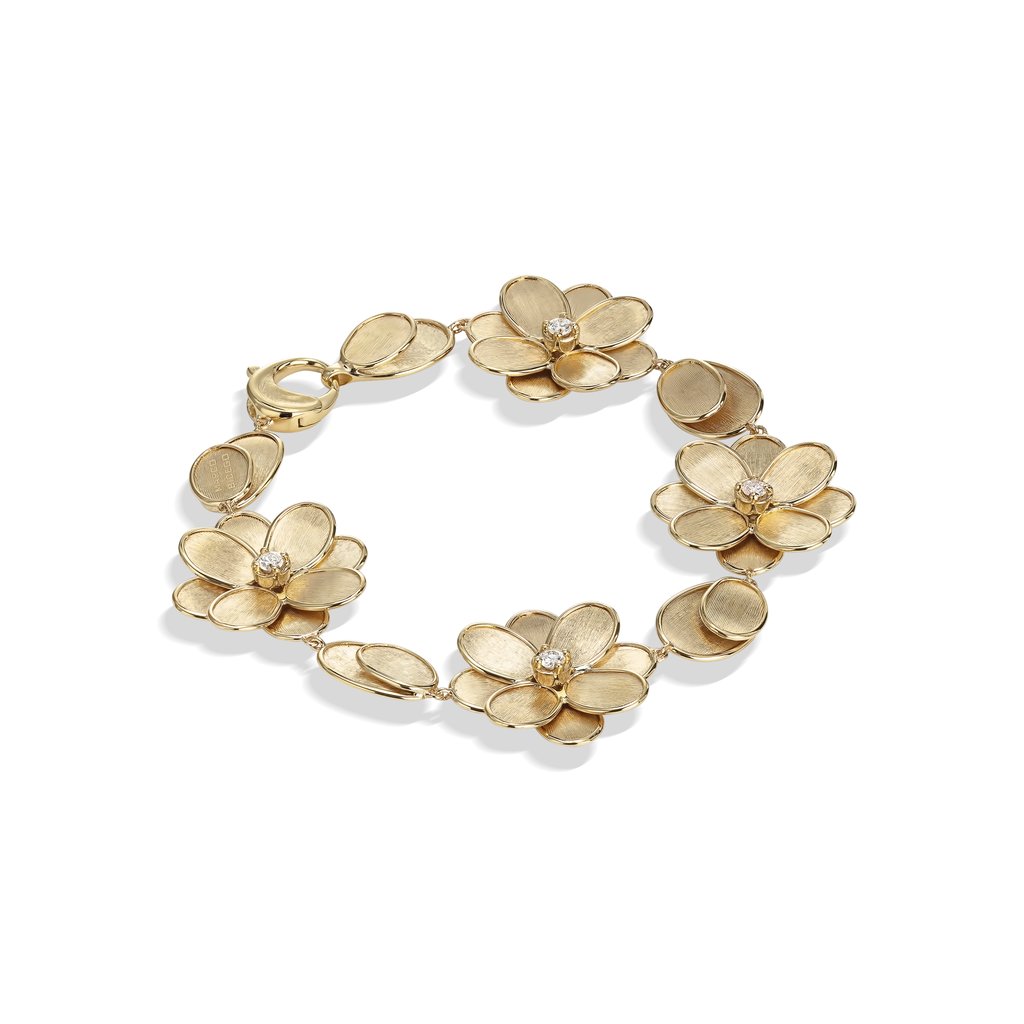 Marco Bicego Petali 18K Yellow Gold and Diamond Flower Bracelet