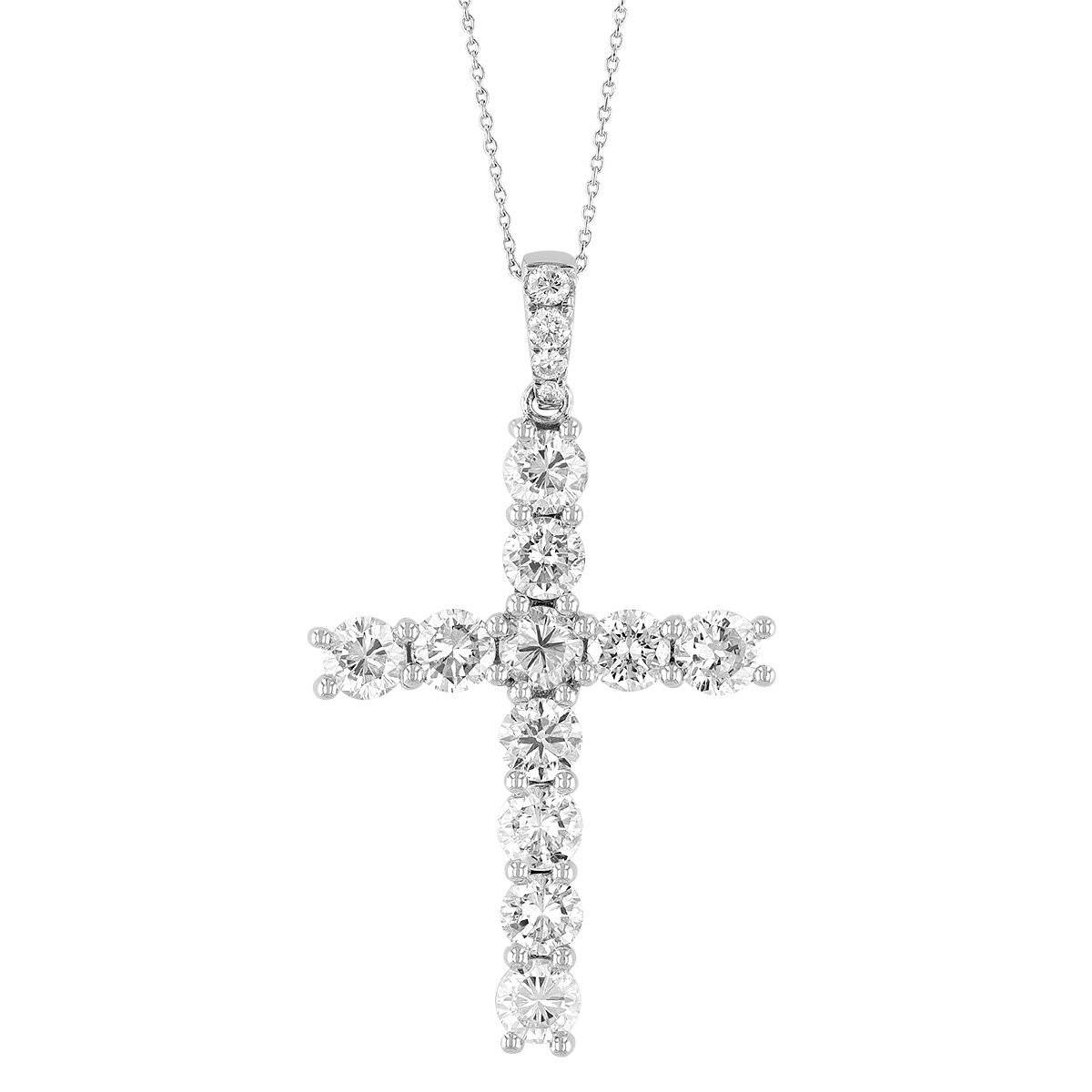 Diamond Cross Pendant in White Gold, 2.75 cttw