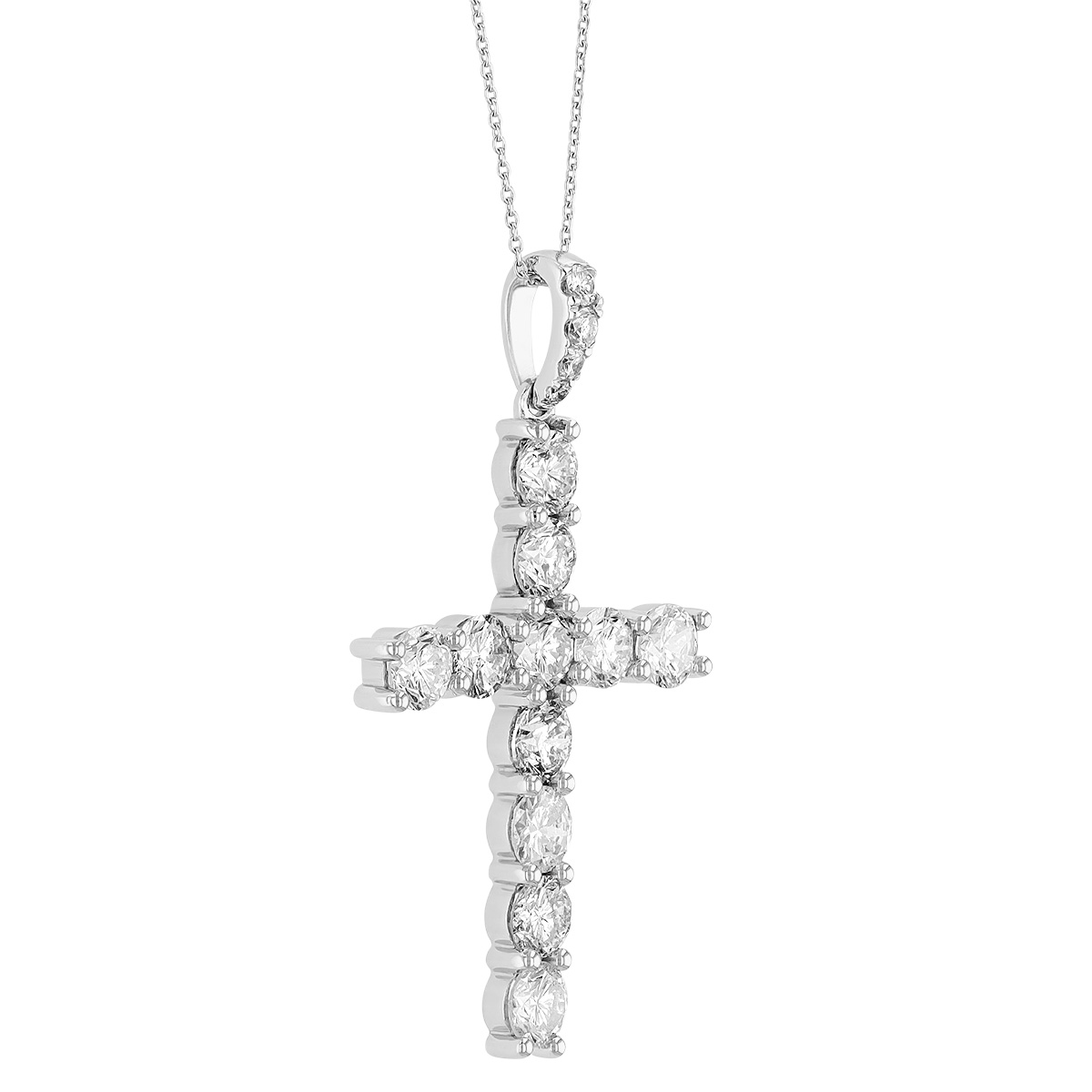 Diamond Cross Pendant in White Gold, 2.75 cttw