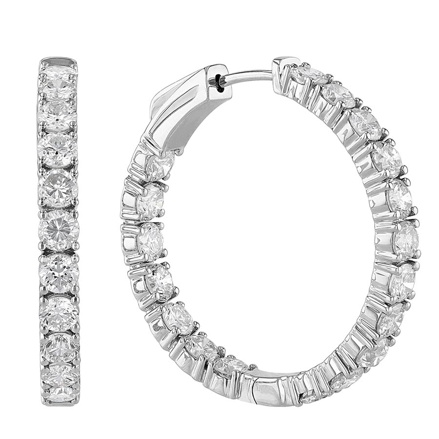 Diamond Inside Out Snap Hoop Earrings in White Gold, 5.45 cttw | Borsheims