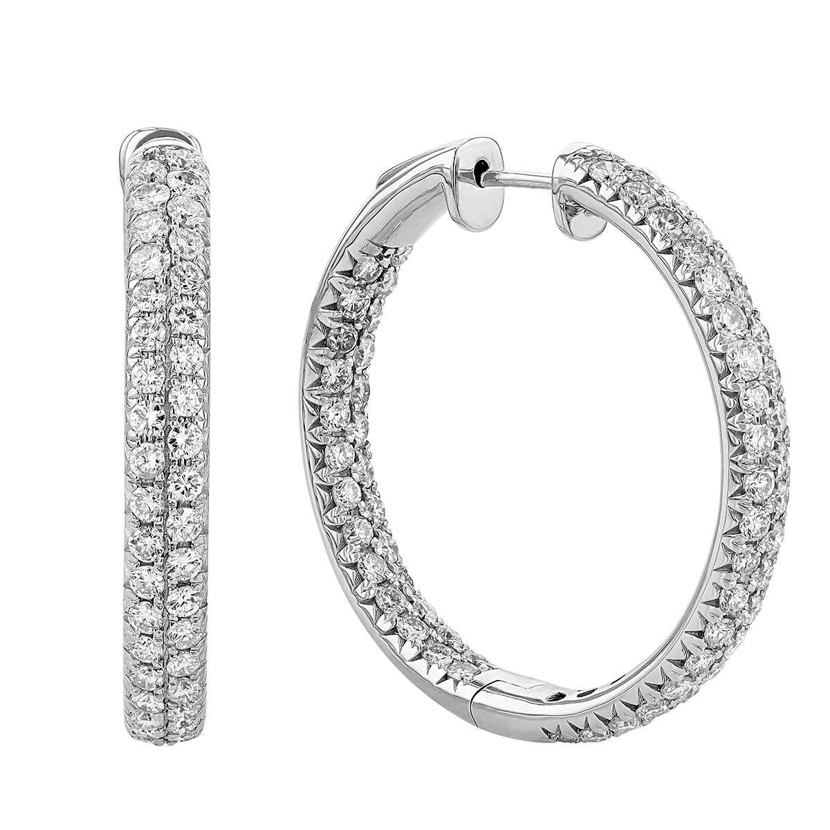 Diamond 2 Row French Pave Inside Out Hoop Earrings, 3.50 cttw Borsheims