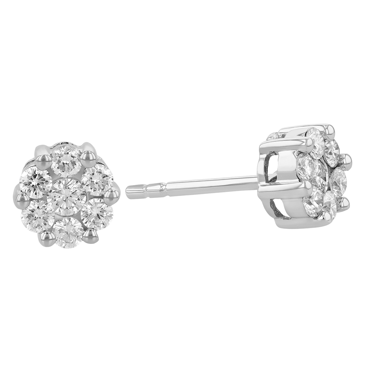 Diamond Cluster Circle Stud Earrings in White Gold, .50 cttw Borsheims
