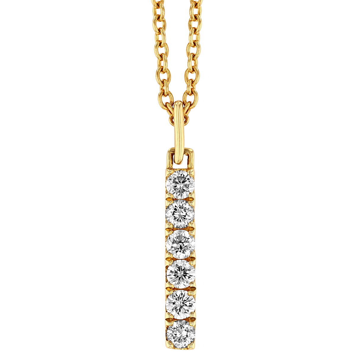 Diamond Vertical Bar Pendant in Yellow Gold, 16