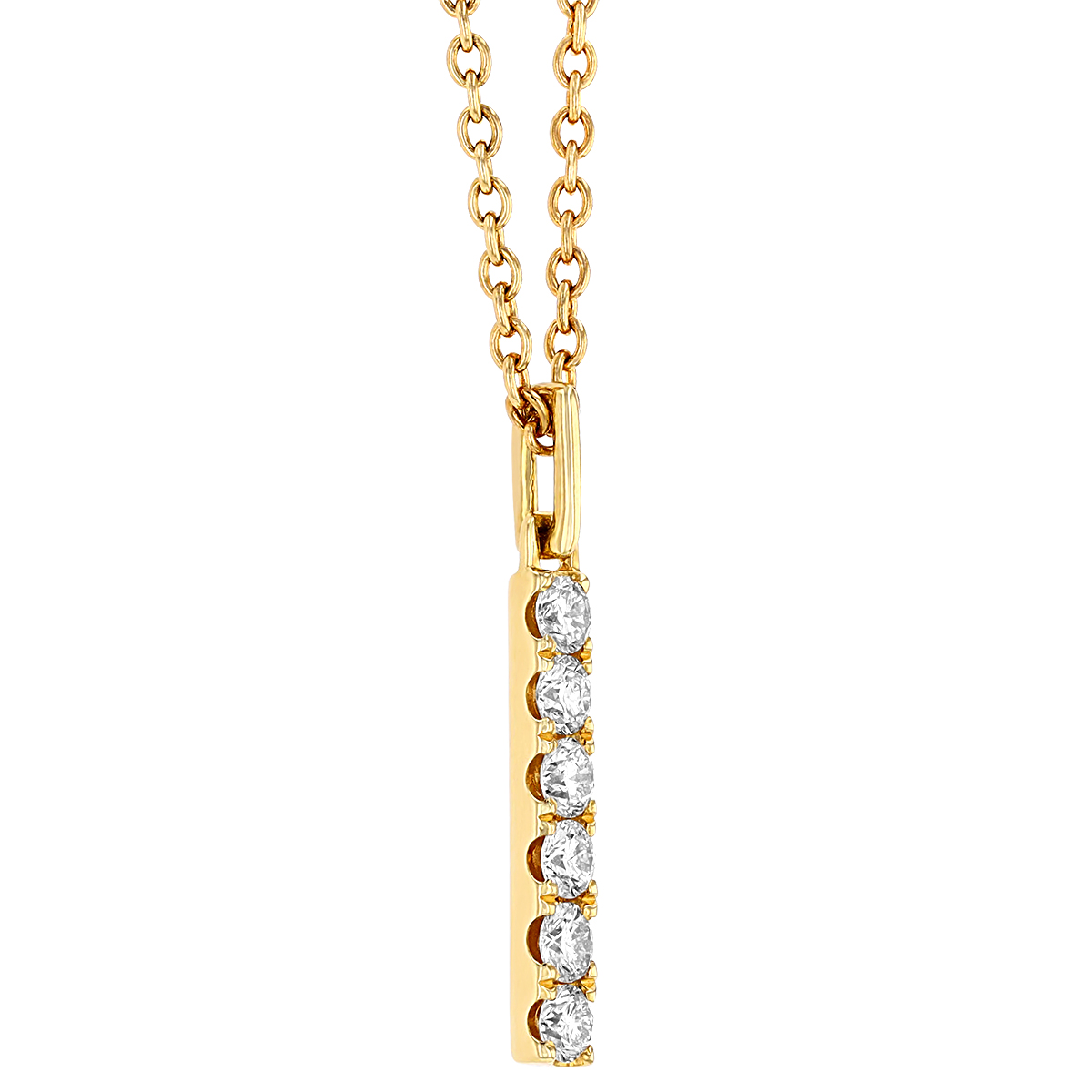 Diamond Vertical Bar Pendant in Yellow Gold, 16