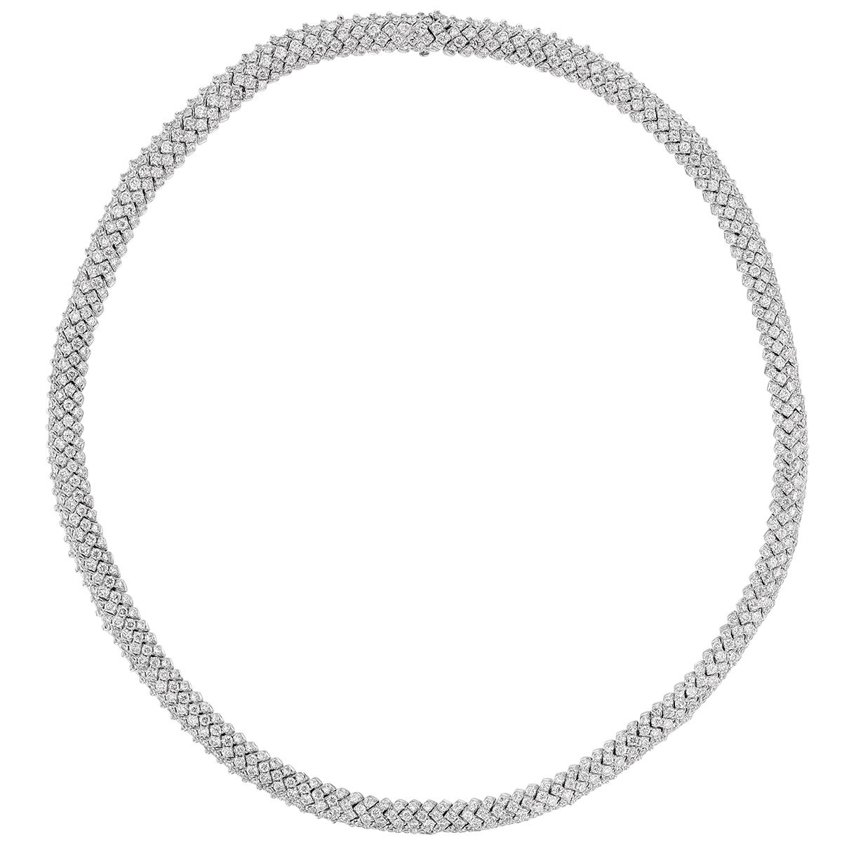 Diamond Pavé Snake Collar Necklace in White Gold, 16